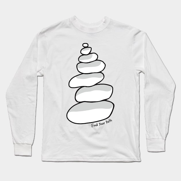 Find Your Path Rock Stack Cairn Long Sleeve T-Shirt by murialbezanson